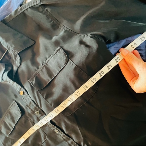 Black Silky Button Up Blouse - Picture 3 of 11